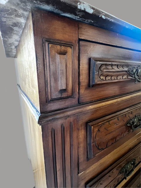 Antique 5 Drawer Chest with Marble Top BG273-30