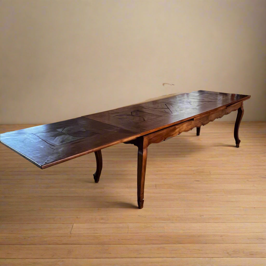 Antique Extra Long Extending Parquetry Table w/Pull Outs BG273-33