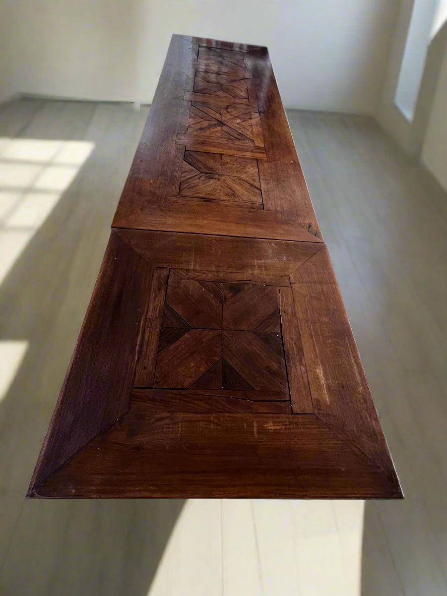 Antique Extra Long Extending Parquetry Table w/Pull Outs BG273-33