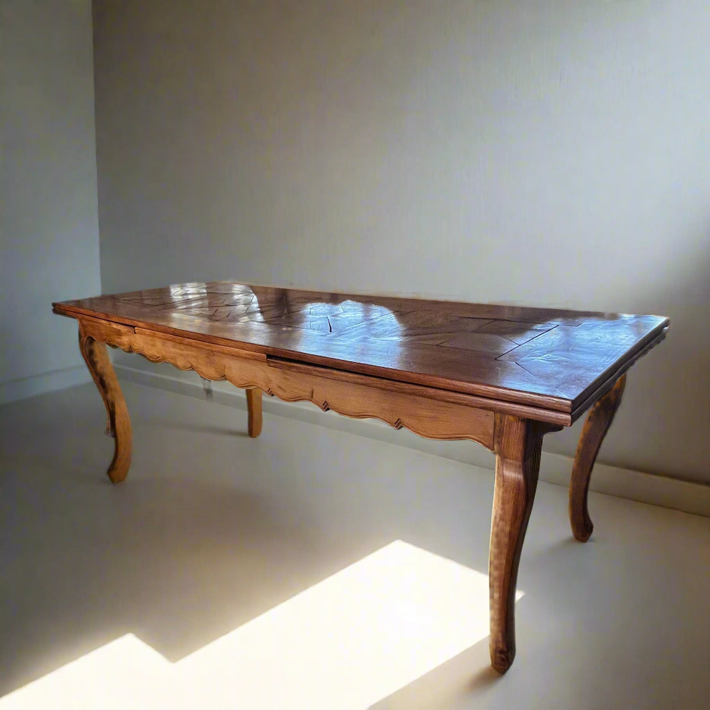 Antique Extra Long Extending Parquetry Table w/Pull Outs BG273-33