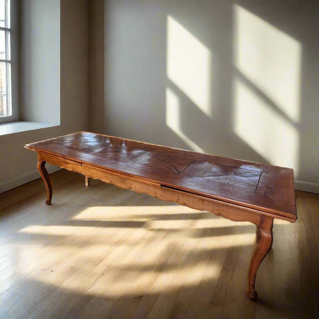 Antique Extra Long Extending Parquetry Table w/Pull Outs BG273-33