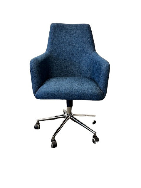 Office Chair Chrome Base Castors Blue Upholstered WDI224-2