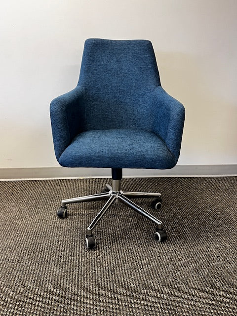 Office Chair Chrome Base Castors Blue Upholstered WDI224-2