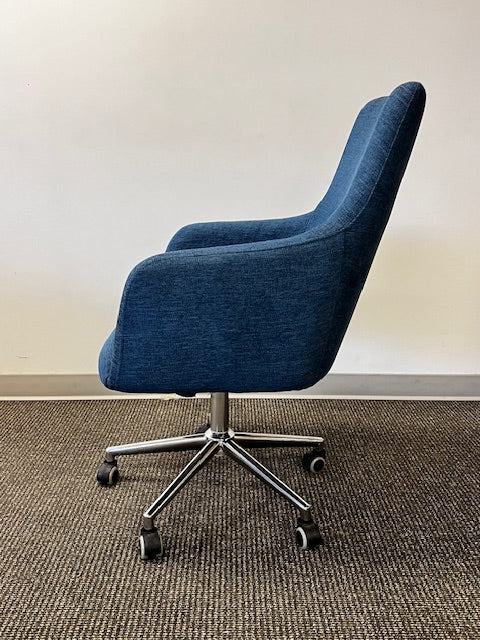 Office Chair Chrome Base Castors Blue Upholstered WDI224-2