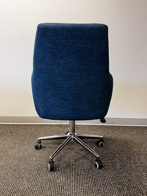 Office Chair Chrome Base Castors Blue Upholstered WDI224-2
