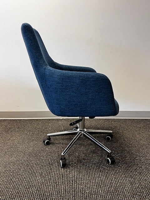 Office Chair Chrome Base Castors Blue Upholstered WDI224-2