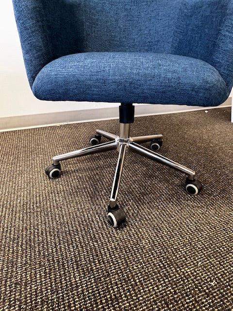 Office Chair Chrome Base Castors Blue Upholstered WDI224-2