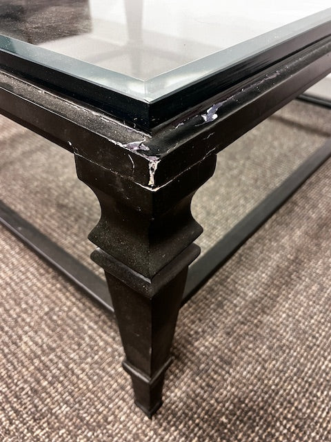 Square Glass Top Coffee Table w/Metal Base WDI224-18