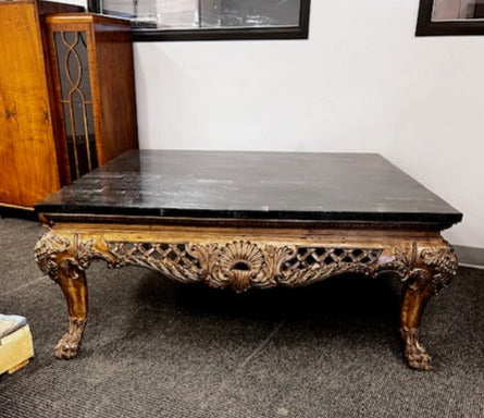 Ornate Carved Wood Coffee Table w/Marble Top WDI224-19