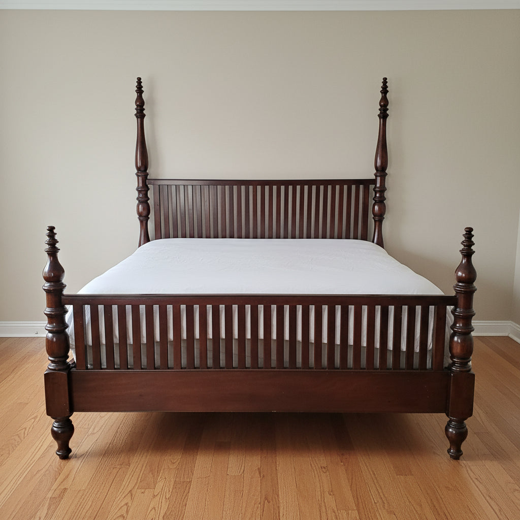 Bloomingdales Tradewinds Collection King Solid Distressed Walnut Bed Frame EJ276-6