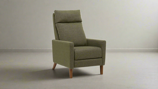 Burrow Rye Recliner in Moss Green Wooden Legs in Walnut FFE258-531
