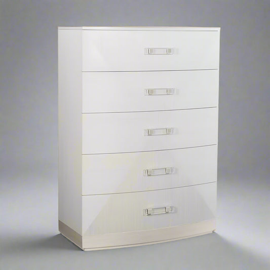 Bernhardt Lucille Modern Classic White Grey Wood Tall Tallboy Chest Dresser MB1-26