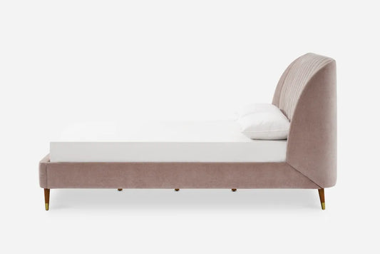 Castlery Lexi Queen Size Curved Tufted Headboard Bed Light Blush FFE-770