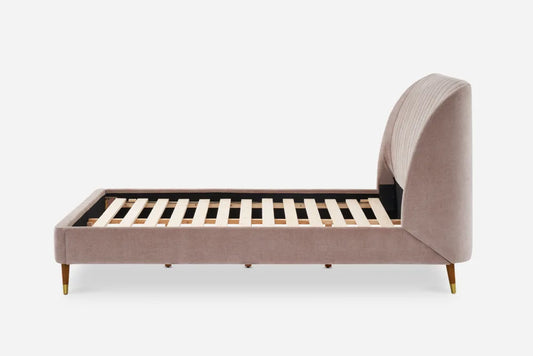 Castlery Lexi Queen Size Curved Tufted Headboard Bed Light Blush FFE-770