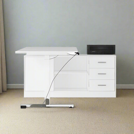 Lorentz White 63'' Adjustable L-Shaped Standing Desk & Cabinet FFE258-478