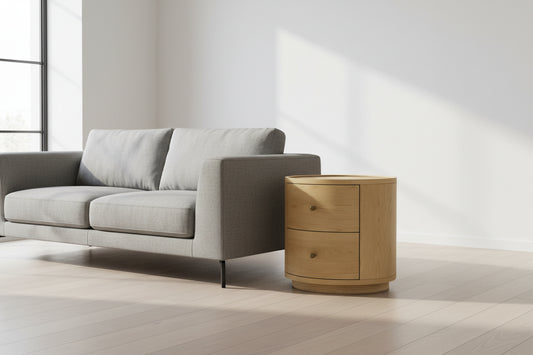 Lulu & Georgia Newport Oak Side Table by Button Atelier x Co. House Designs (2 Avail) FFE-1249