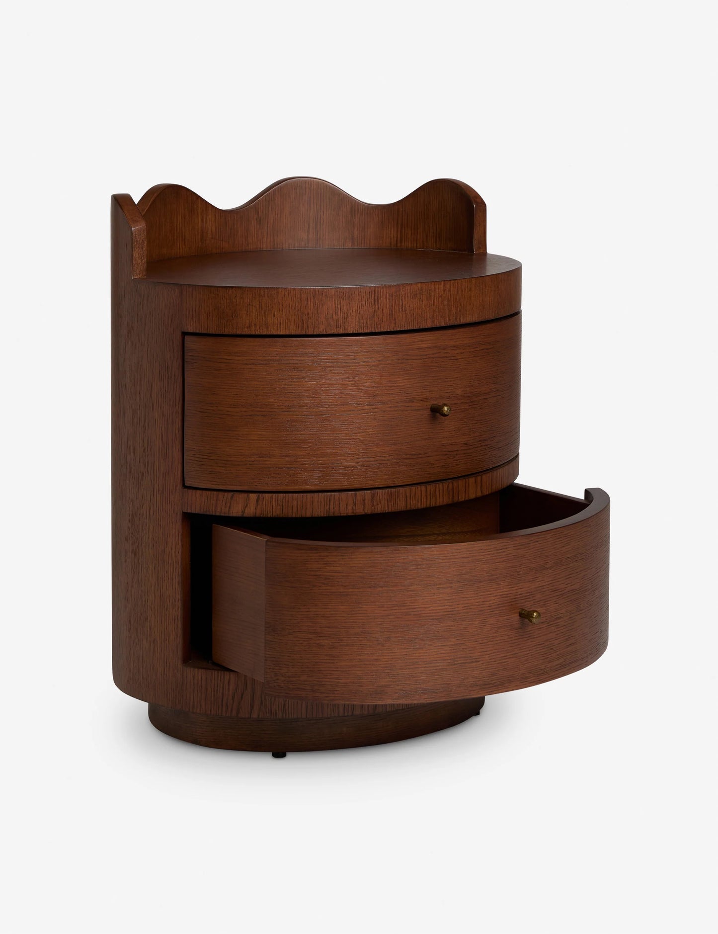 Pair (2) Lulu & Georgia Sarah Sherman Samuel Ripple Curved Brown Nightstands FFE-812