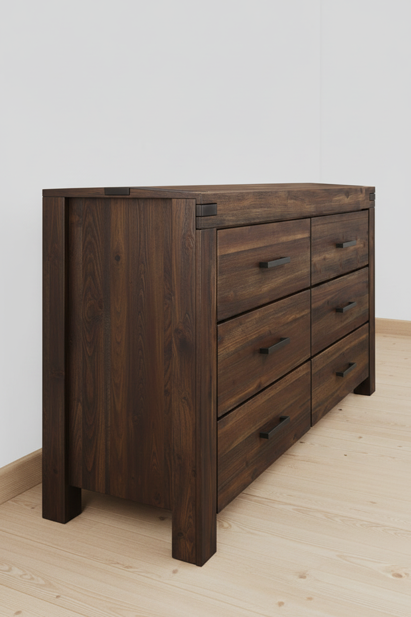 Modus Meadow Six Drawer Solid Wood Dresser in Brick Brown 2 FFE-1496