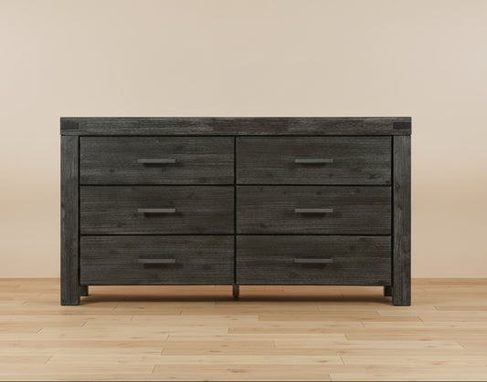 Modus Meadow Six Drawer Solid Wood Dresser Chest in Graphite FFE-1518
