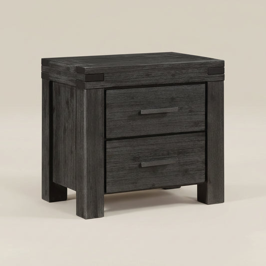 Modus Meadow Solid Wood Two Drawer Nightstand in Graphite 10 FFE-1484