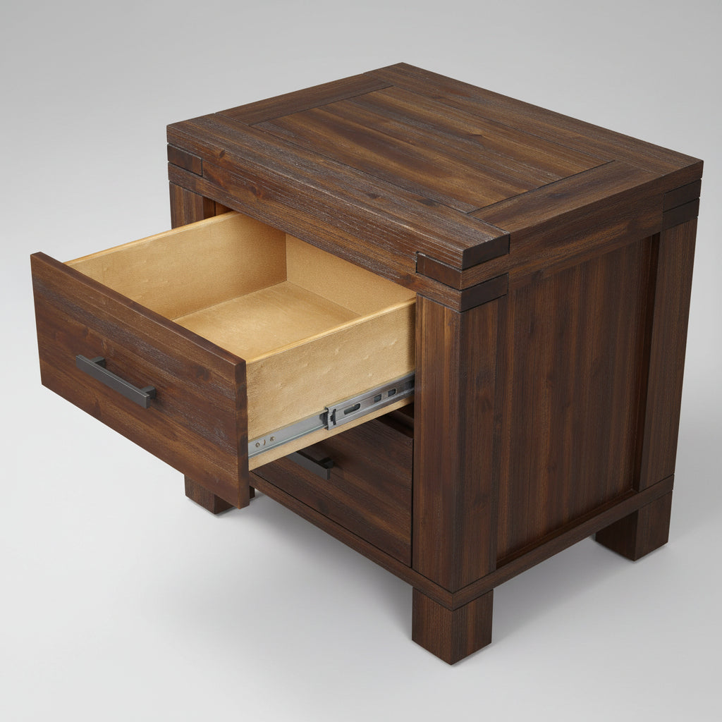 Modus Meadow Two Drawer Solid Wood Nightstand in Brick Brown 8 FFE-1474
