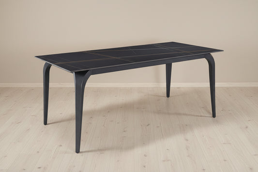 Modus Nicoya Stone Top Rectangular Dining Table in Black Stone & Black Metal FFE-1504