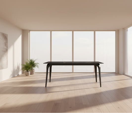 Modus Nicoya Stone Top Rectangular Dining Table in Black Stone & Black Metal FFE-1504
