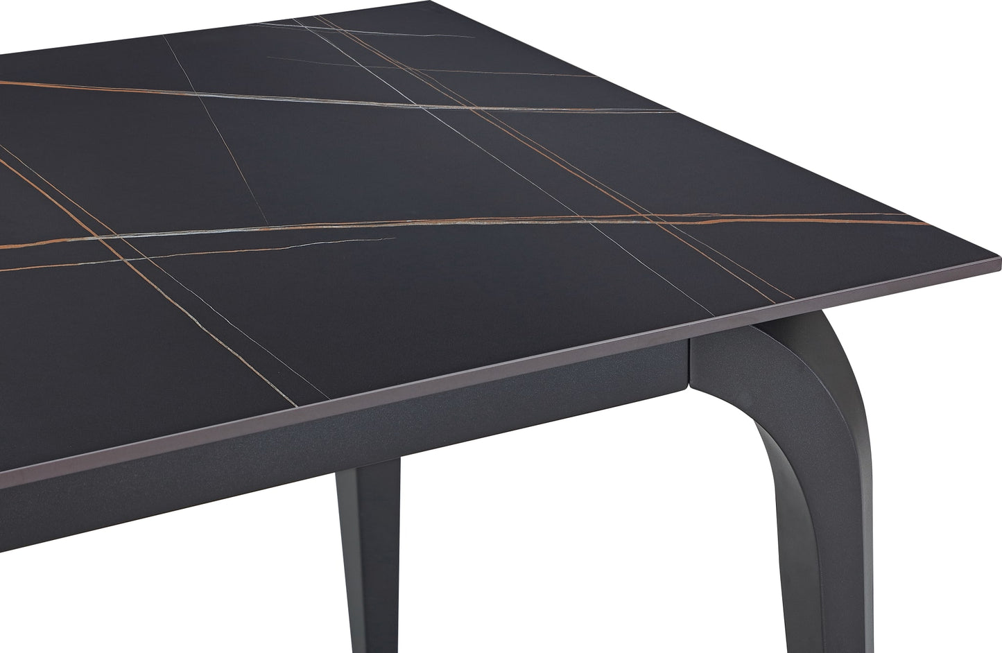 Modus Nicoya Stone Top Rectangular Dining Table in Black Stone & Black Metal FFE-1504