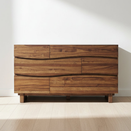 Modus Ocean Six Drawer Solid Wood Dresser Chest & Mirror Natural Sengon 3 FFE-1514