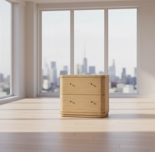 Modus Penny Two Drawer White Ash Nightstand in Buff Cream FFE-1499