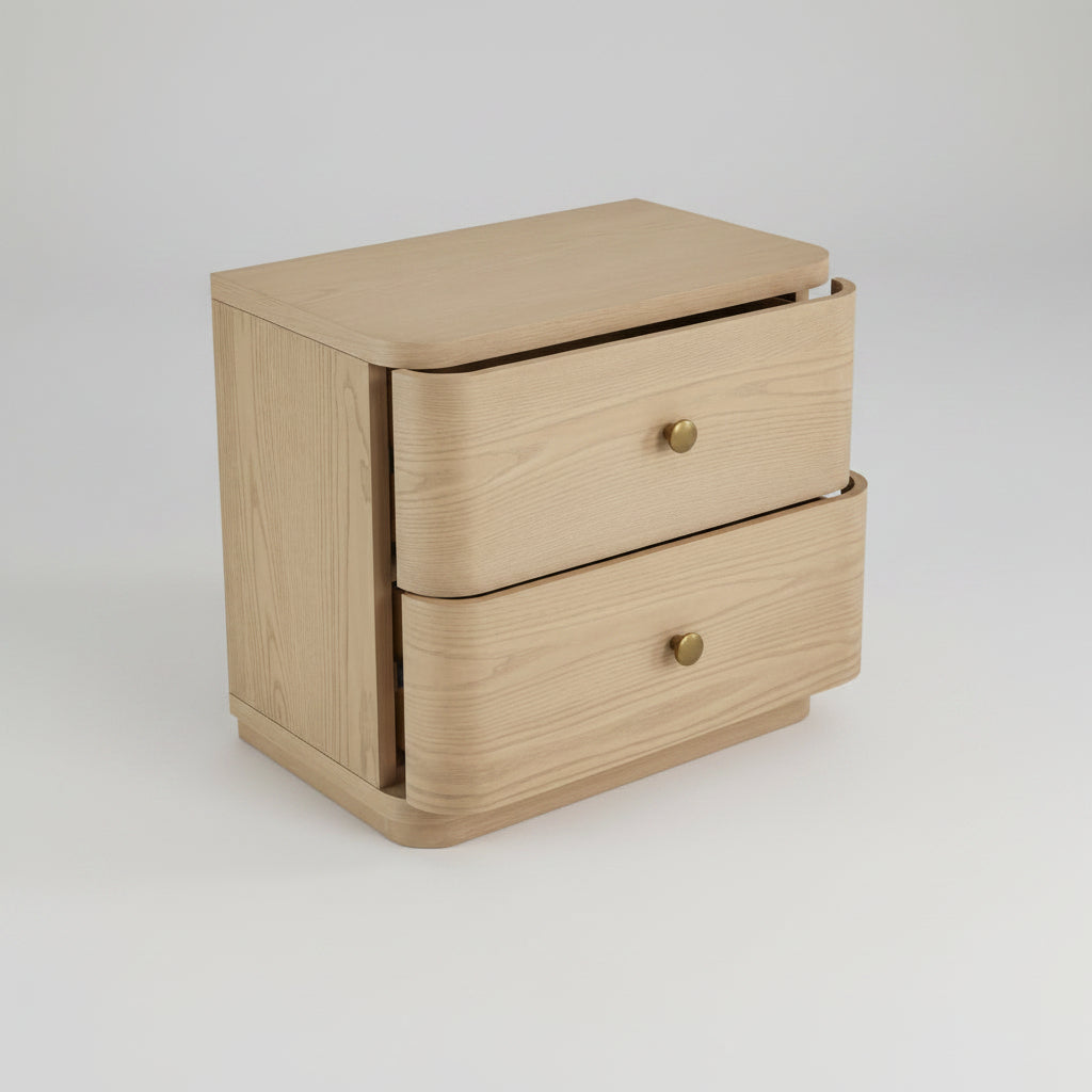 Modus Penny Two Drawer White Ash Nightstand in Buff Cream FFE-1499