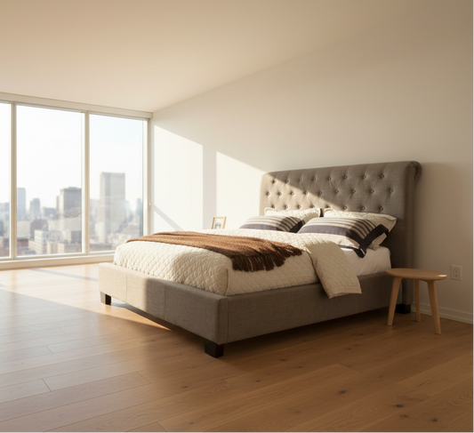 Modus Royal King-size Tufted Platform Bed Dolphin Gray Linen 3 FFE-1510