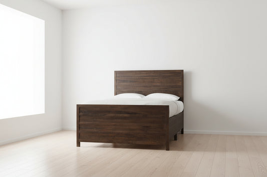 Modus Townsend King-size Solid Wood Panel Bed in Java & Rails/Slats FFE-1492