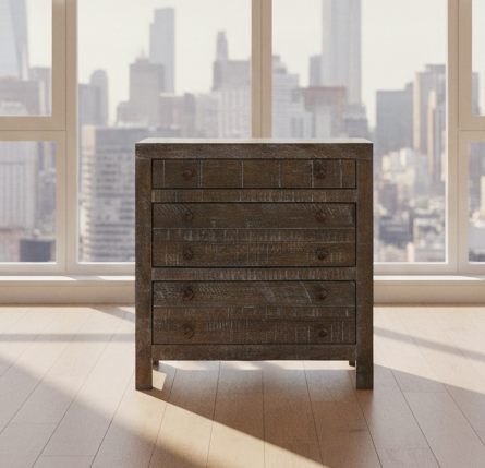 Modus Townsend Solid Wood Three Drawer Nightstand in Gunmetal 2 FFE-1515