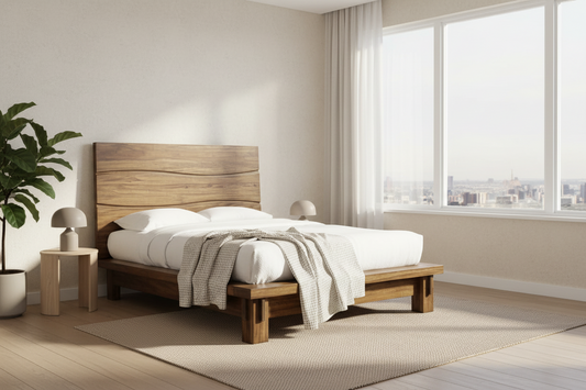 Modus Ocean California King-size Solid Wood Platform Bed in Natural Sengon FFE-1470