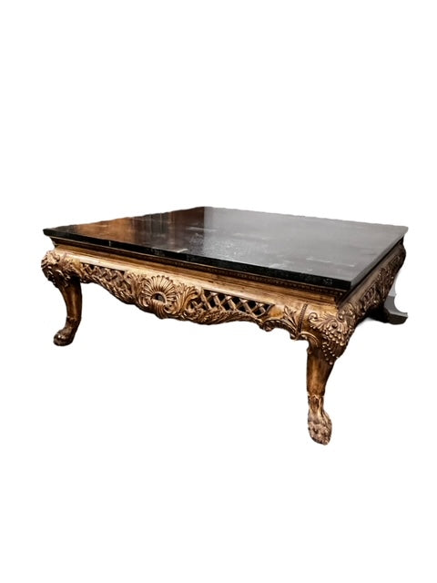 Ornate Carved Wood Coffee Table w/Marble Top WDI224-19