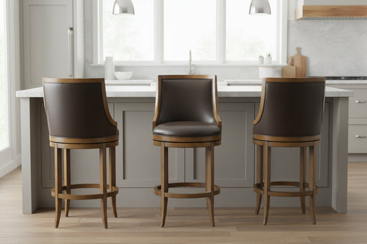 Three Woodbridge Furniture Redding Cane Back Swivel Bar & Counter Stools FFE-1212