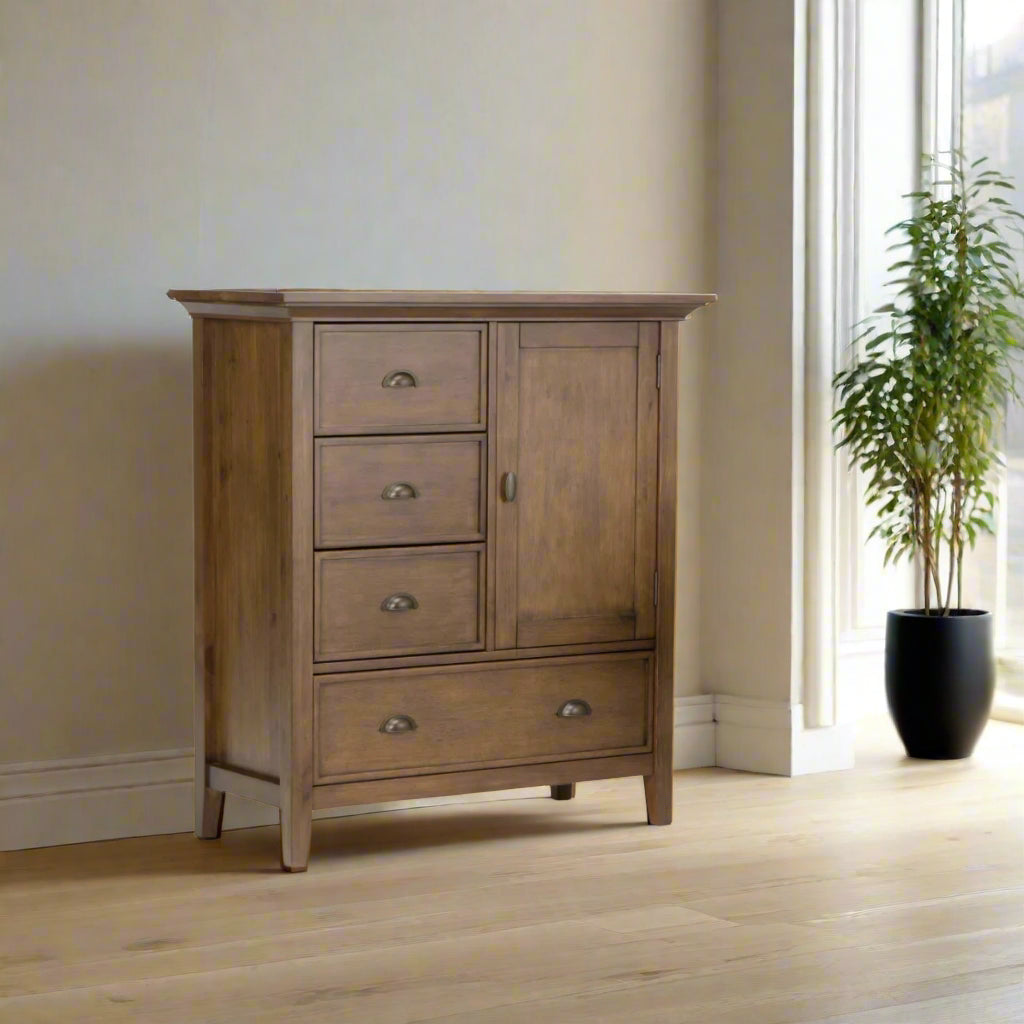 Redmond Solid Wood Rustic Natural Aged Brown Storage Cabinet Dresser Chest FFW258-712