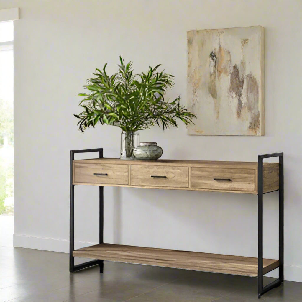 Riverside Mango Natural Wood Metal Legs 54" Console Sofa Table FFW258-597