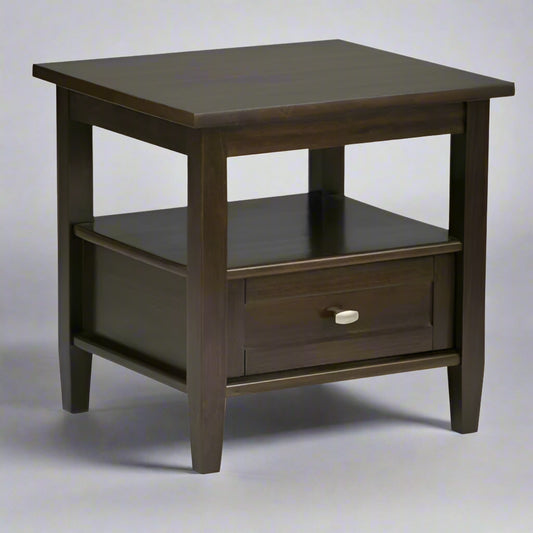 Shaker 20" Solid Wood Transitional End Side Table in Tobacco Brown FFW-969