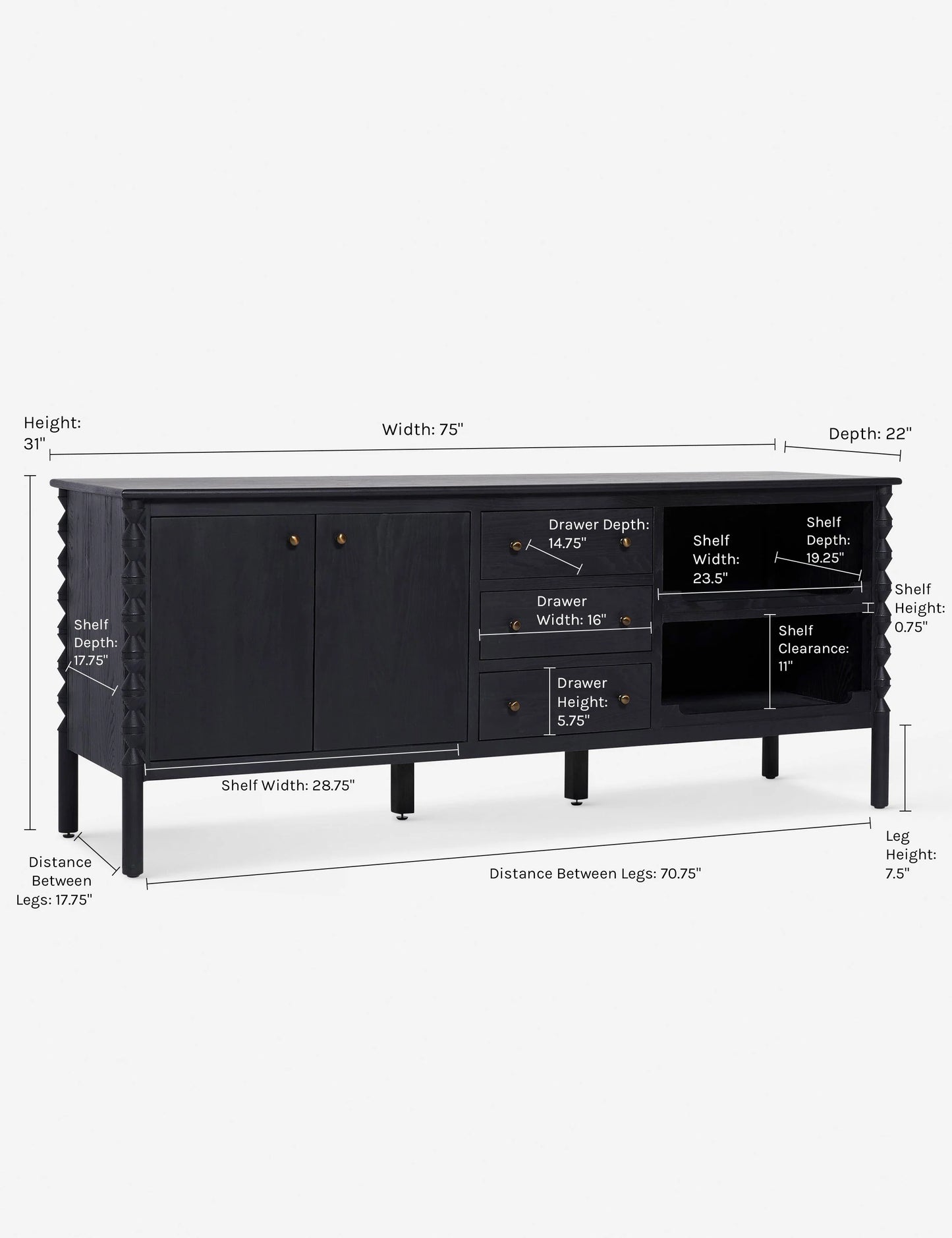 Lulu & Georgia Black Topia Sideboard Cabinet by Ginny Macdonald FFE258-291