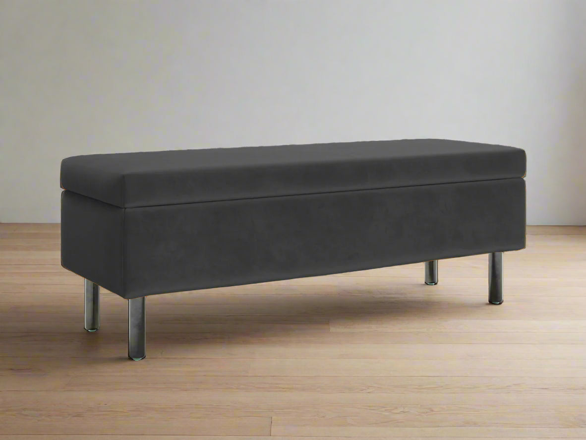 Sabai Essential Storage Bench Ottoman Coffee Table Ash Recycled Velvet Metal Leg FFE-577