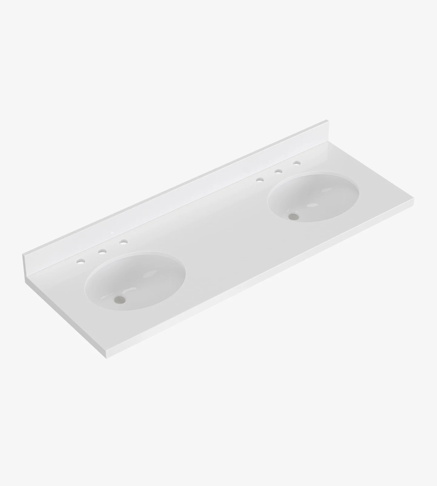 Ariel 61" White Quartz Double Oval Sink Bathroom Vanity Countertop FFE-1263