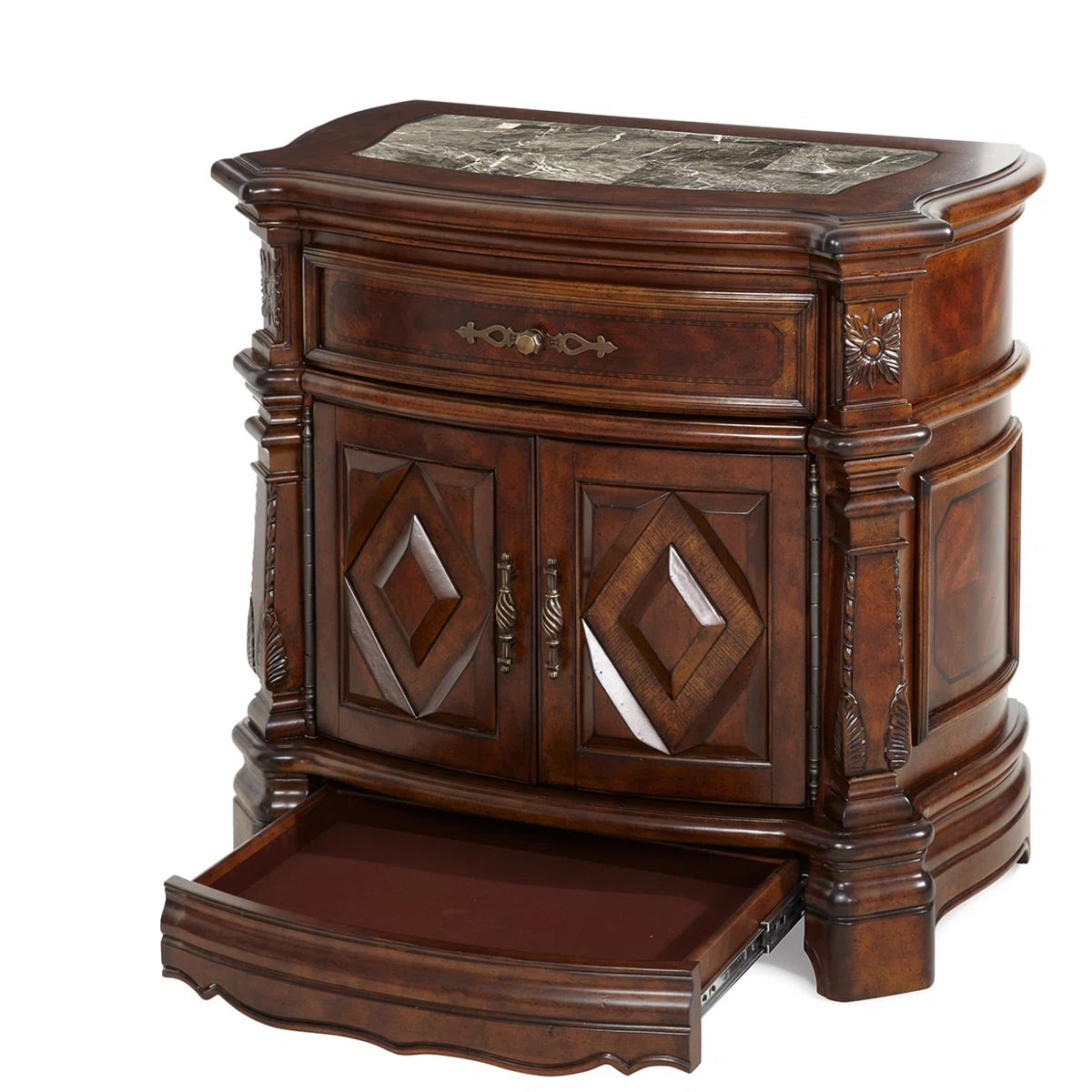Michael Amini Windsor Court Vintage Fruitwood Finish Nightstand (2 Avail) FFE-768
