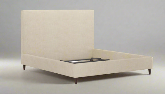 The Inside Classic Platform Beige Linen King Bed Walnut Tapered Leg FFE258-533