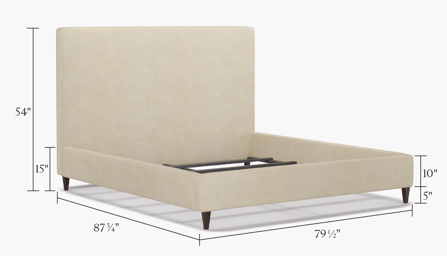 The Inside Classic Platform Beige Linen King Bed Walnut Tapered Leg FFE258-533