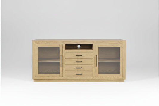 70" Contemporary Media Console w/Tempered Glass Doors, Drawers and Shelves FFW-1386