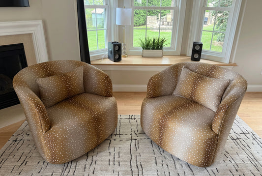 Pair (2) Havenly Deco Swivel Chairs in Faline Animal Print FFE-1582