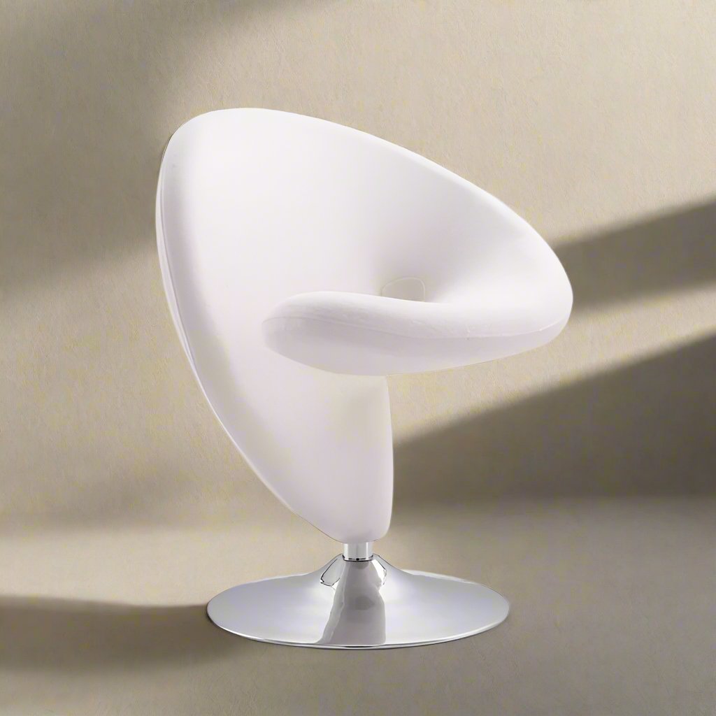 Manhattan Comfort Ergonomic Cream Curl Swivel Chair Chrome Base FFE258-184