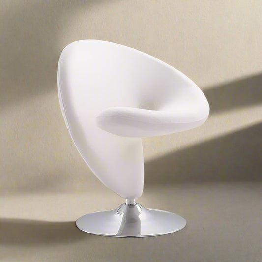 Manhattan Comfort Ergonomic Cream Curl Swivel Chair Chrome Base FFE258-184